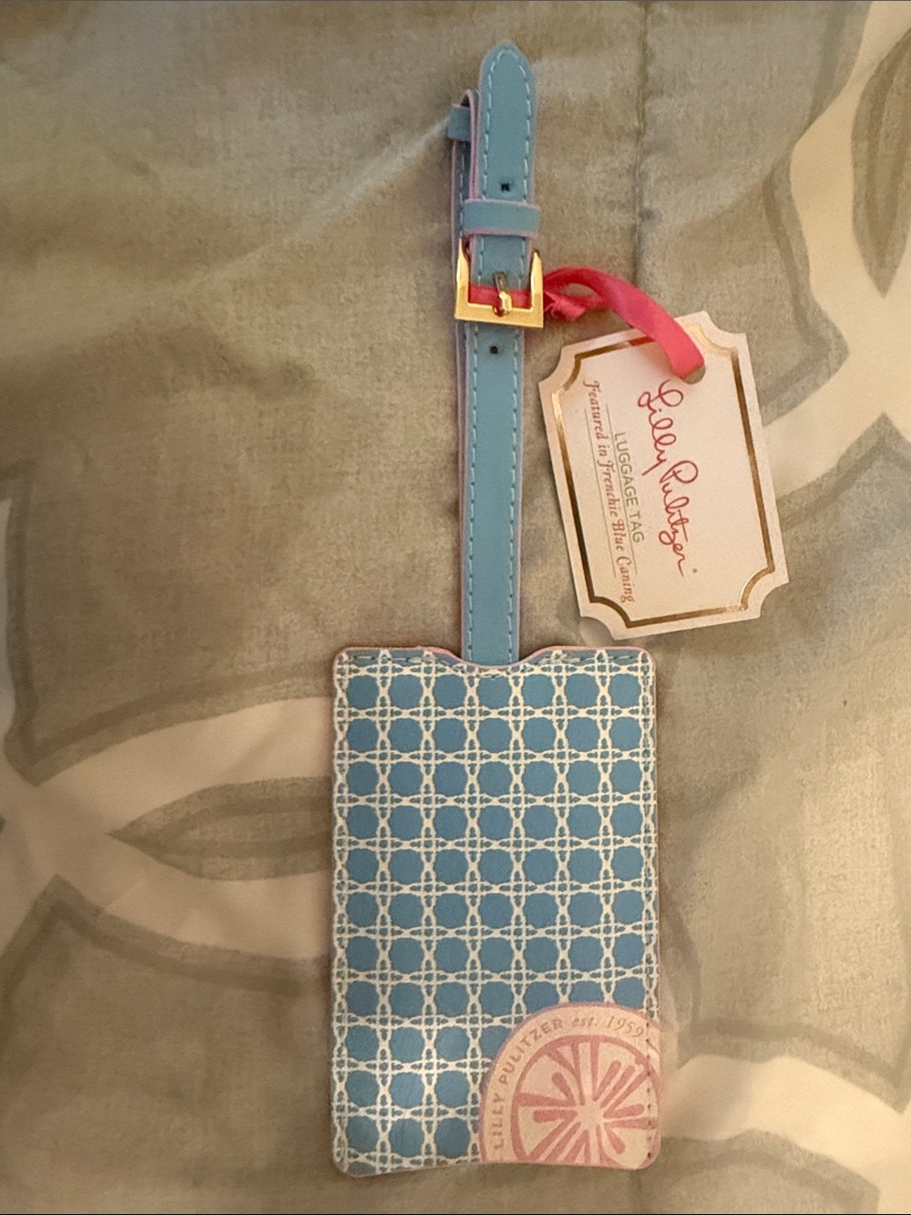 Lilly Pulitzer Blue and Pink Patterned Luggage Tag - Picture 2 of 4